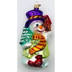 Christopher Radko Chirpy & Chilly Snowman Christmas Holiday Ornament